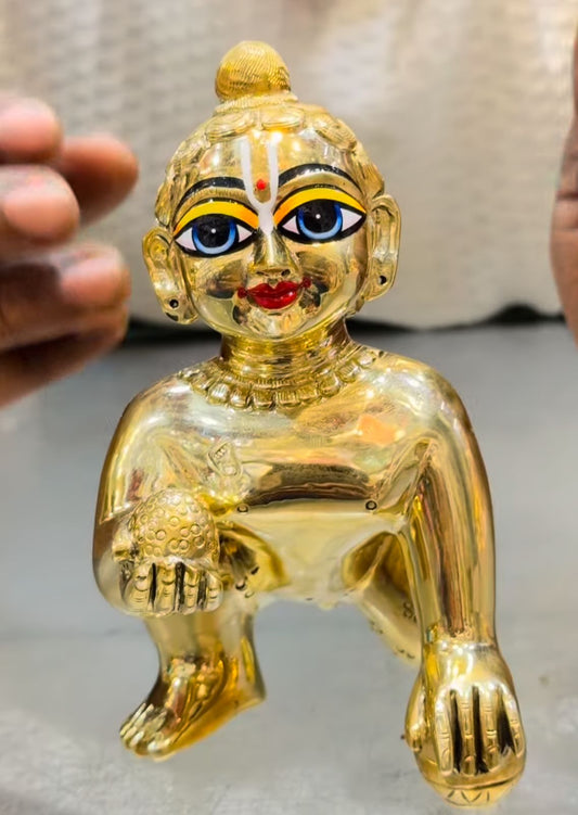 Speacial vrindavni handmade ashtdhatu ke smile 7no laddugopalji ki murti blue eye makeup me