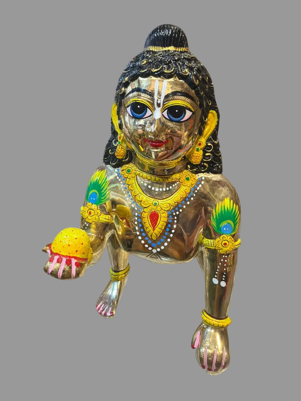 21no laddugopalji pure pital brass material in very beautifullfull body makeup shringar