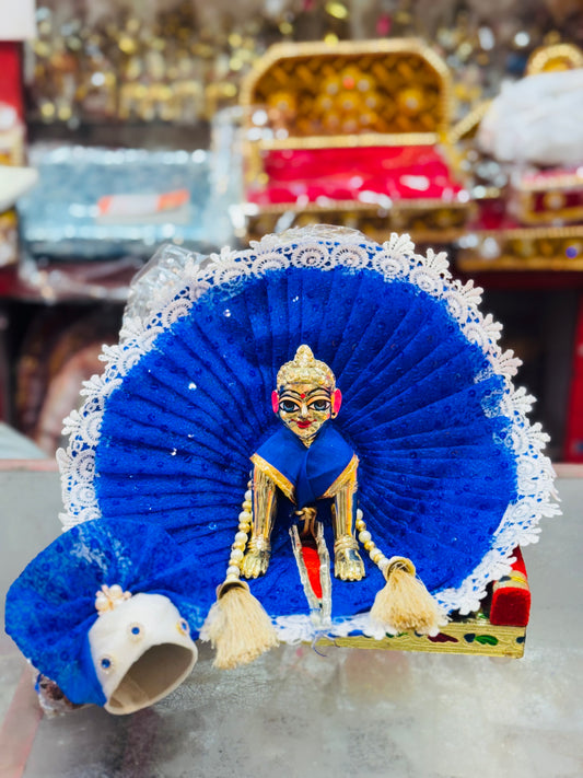 Blue fancy net poshak with pagdi dupata