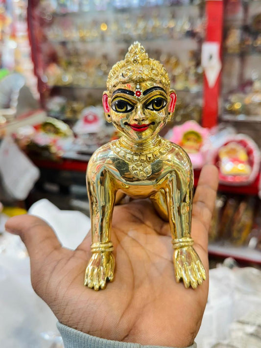 special vrindavni handmade ashtdhatu ki smile 6no bal Radharani in full finishing and full nagkashi