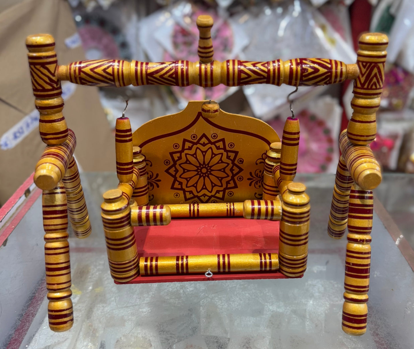 Wooden folding jhula palna for 0 to 7no laddugopalji