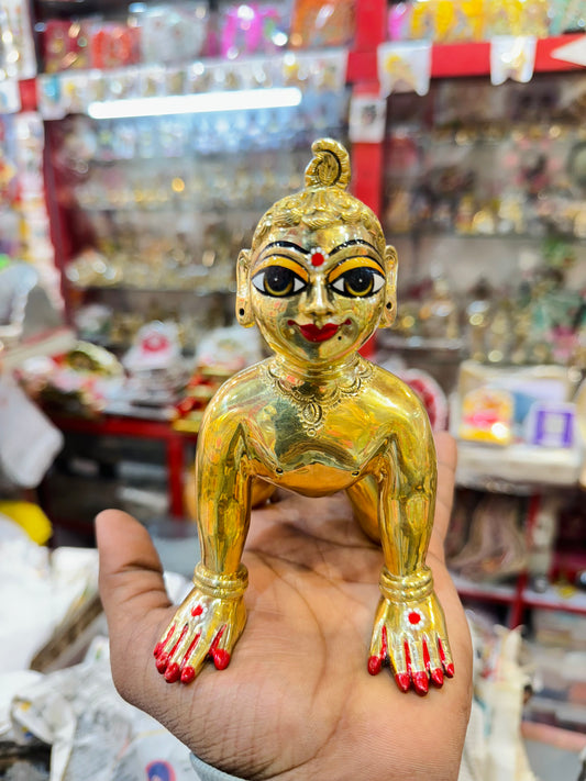 Speacial vrindavni handmade ashtdhatu 7no balradharani with full finishing and in golden eyes