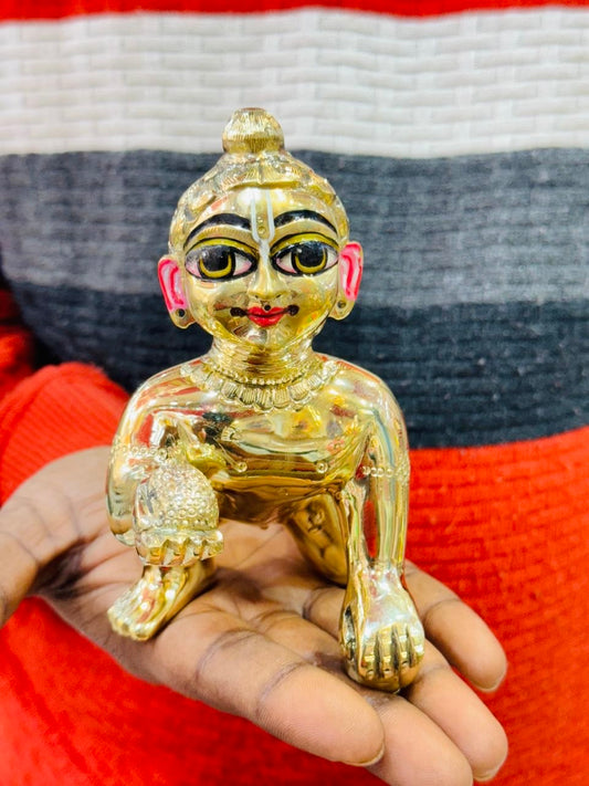 7no Ashtdhatu smile laddugopalji in golden eyes solid brass